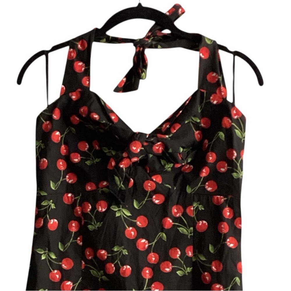 Morbid Threads Vintage Rockabilly Pin Up Cherry Halter Dress - Picture 4 of 8